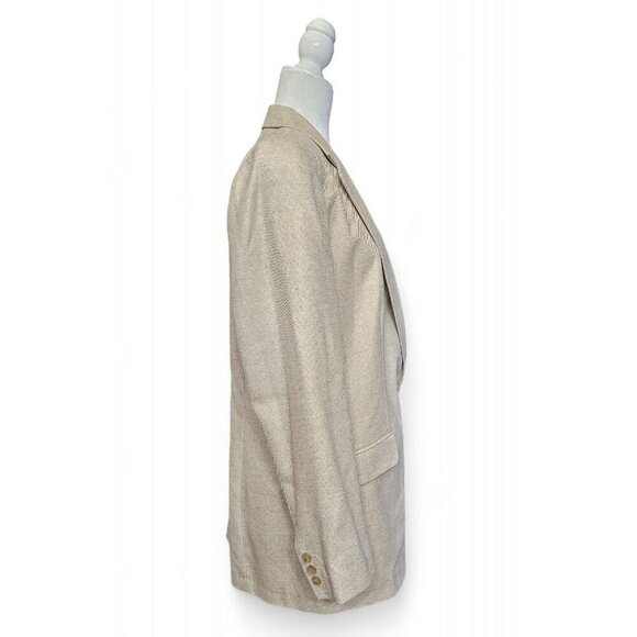 Land's End women's tan wool silk & linen women's blazer jacket size 14 TALL - Picture 2 of 9